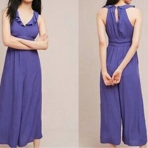 Anthropologie Blue Polka Dot Jumpsuit